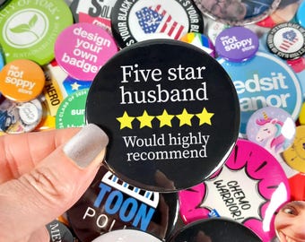 Five Star Husband Rating Pin Button Badge