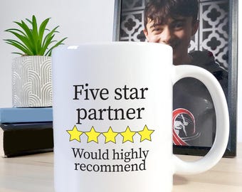 5 Star Partner, Five Star artner Star Rating Valentine Birthday Mug