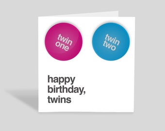 Carte et badge Joyeux anniversaire Twins