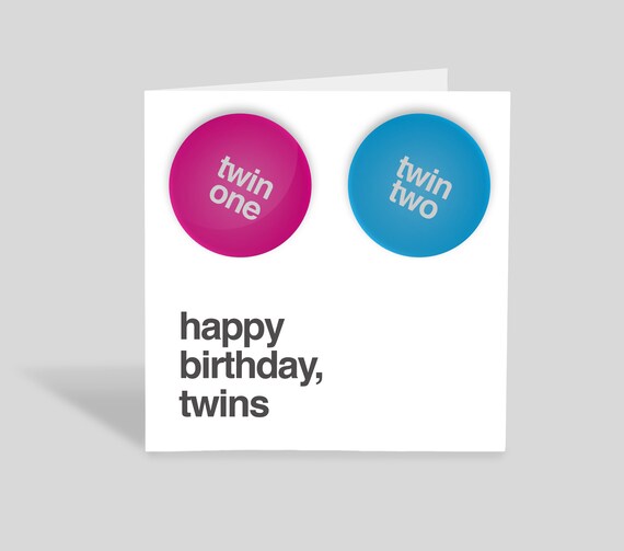 Happy B Day Twins Happy Birthday Twins Card And Badge | Etsy