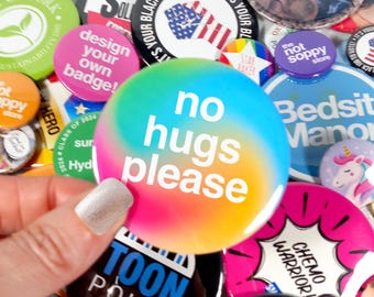 No Hugs Button Pin-badge
