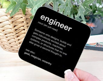 Engineer Job Description Drinks Coaster –  Funny Gift for engineers – Stocking Filler, Secret Santa