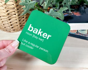 Sous-verre Baker - Cadeau pour boulanger - Remplisseur de bas de Noël, Père Noël secret, sous-verre non sexiste