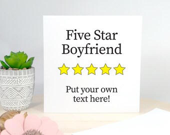 5 Star Boyfriend Personalisable Valentines Birthday Card