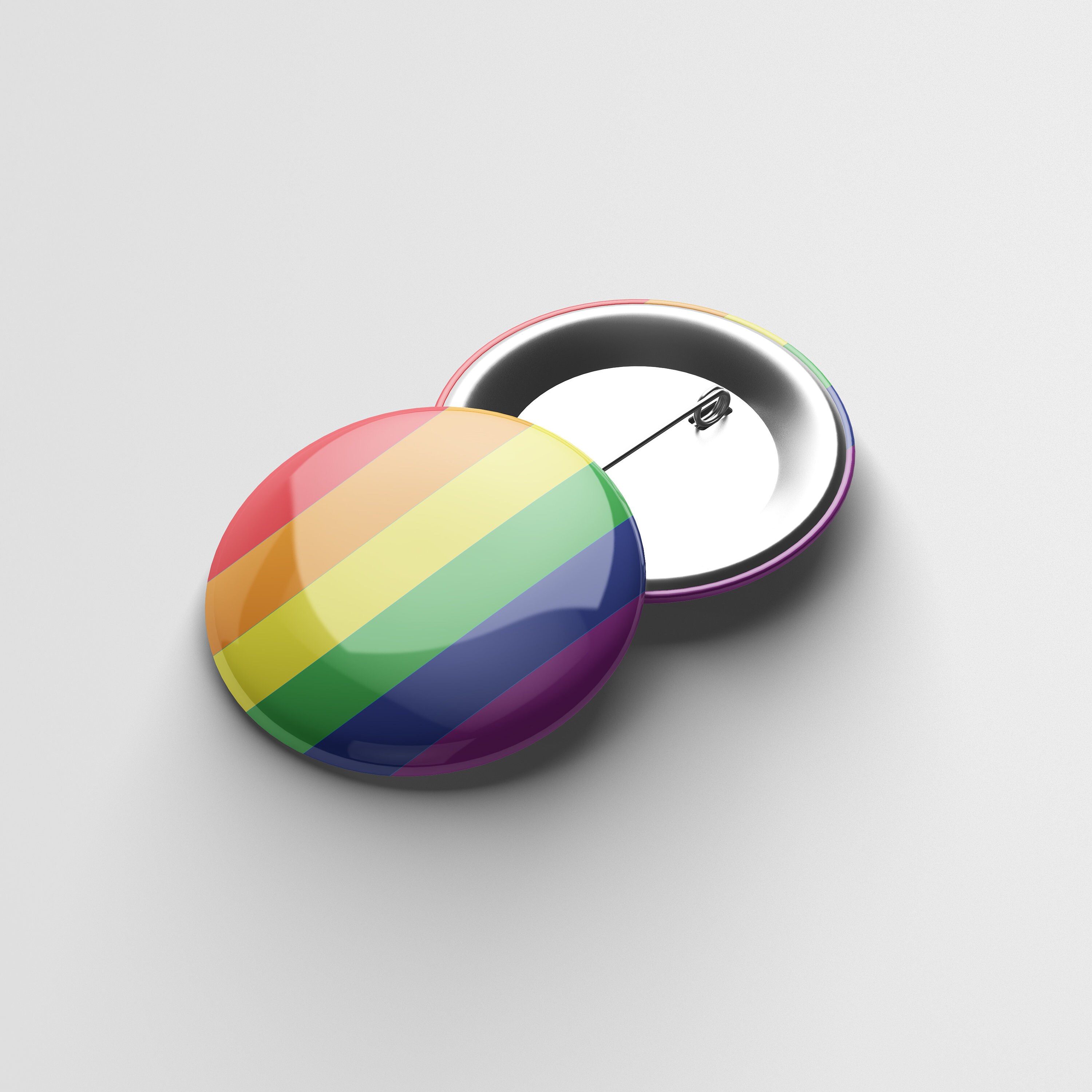 LGBTQ+ PRIDE FLAGS BUTTON BADGE CHOICE OF SIZES GAY LESBIAN METAL PIN BACK 