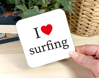 Eu amo surfar! Porta-copos – Presente para surfistas – Lembrancinha de Natal, Amigo Secreto