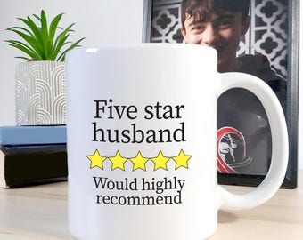 5 Star Husband, Five Star Husband Star Rating Valentine Birthday Mug