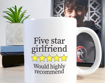 5 Star Girlfriend, Five Star Girlfriend Star Rating Valentine Birthday Mug