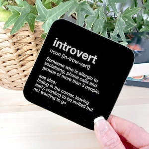 Introvert Drinks Coaster –  Funny Gift for introverts – Stocking Filler, Secret Santa, Introvert Definition Coaster
