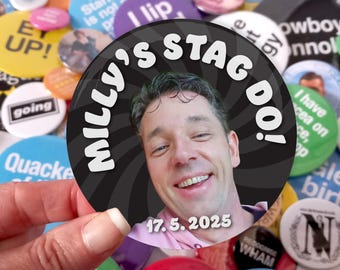 Personalized Photo Stag Party Badges: Bachelor Party Favors