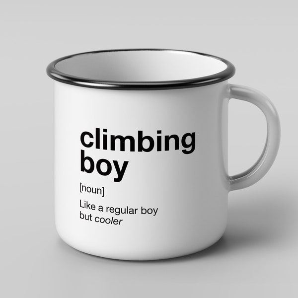 Enamel Climbing Boy Mug