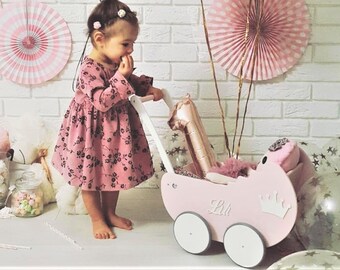 Wooden Doll Pram Etsy