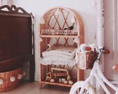 Wicker shelf Scandinavian style desk, Montesori, HANDMADE