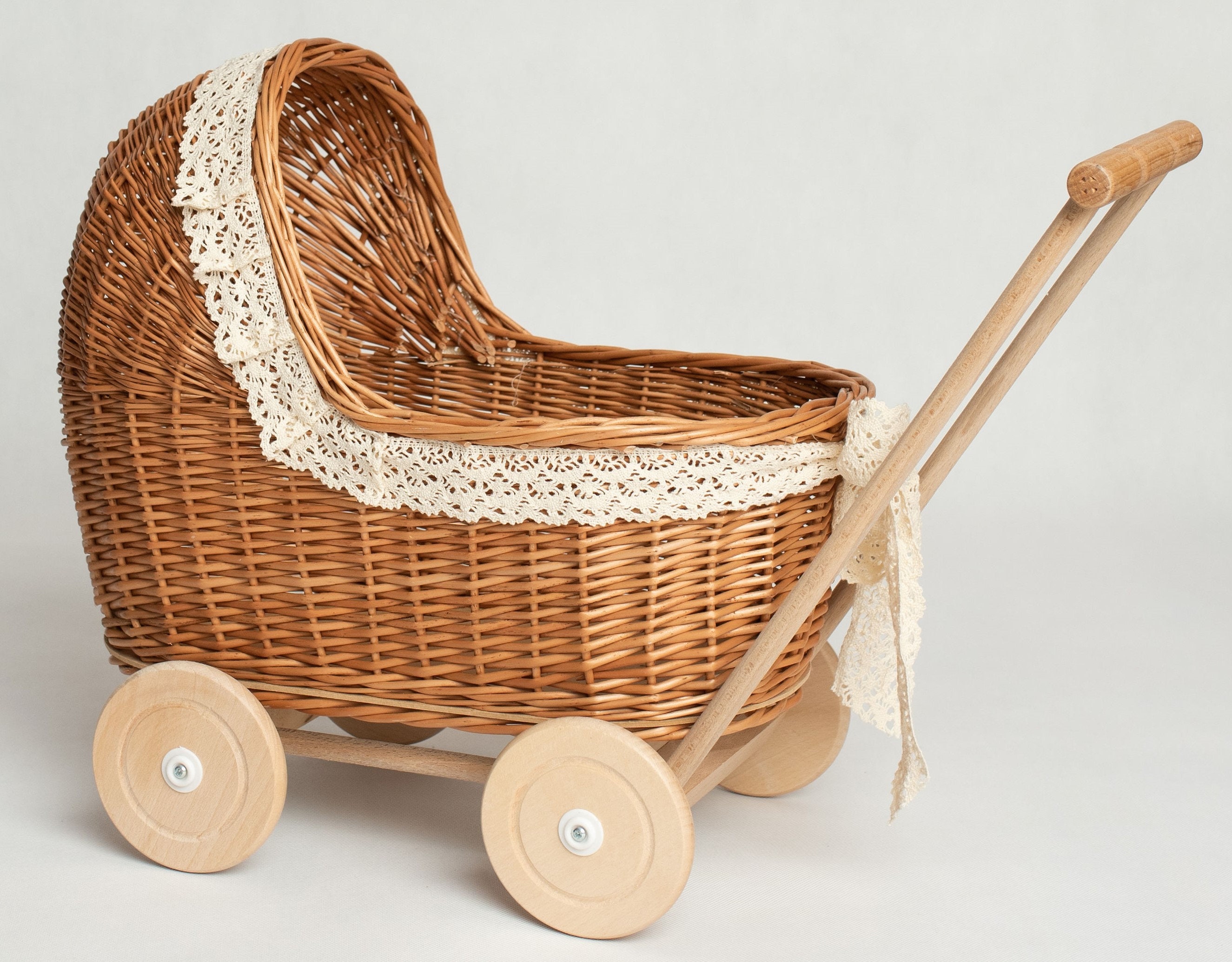 PREMIUM Wicker Dolls Pram Wooden Dolls Pram NAME KIDS Etsy