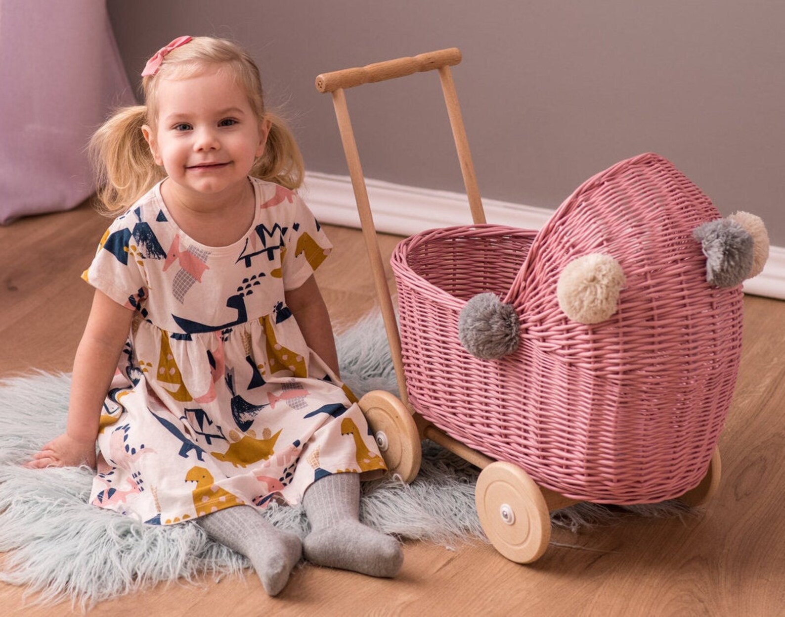 PREMIUM Wicker Dolls Pram Wooden Dolls Pram NAME KIDS Etsy