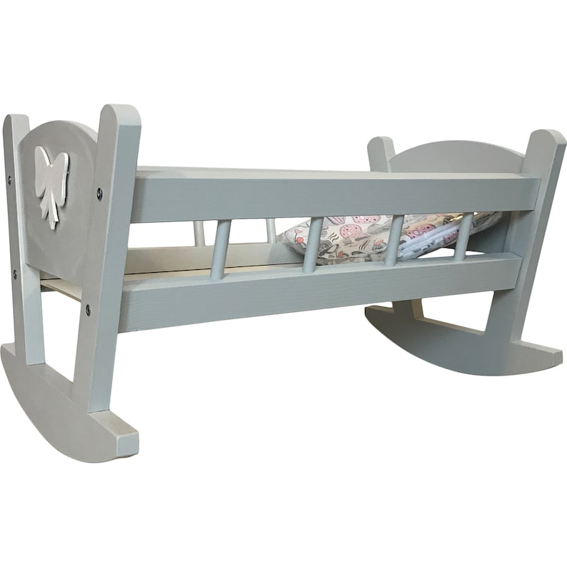 Handmade Wooden Dolls Rocking Cradle 20inch With Bedding and Etsy UK