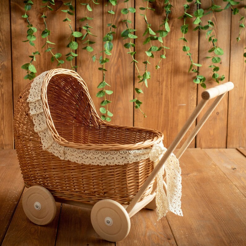 PREMIUM Wicker Dolls Pram Wooden Dolls Pram NAME KIDS Etsy