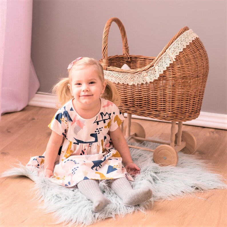 PREMIUM High Wicker Doll Pram KIDS NAME Bedding Etsy