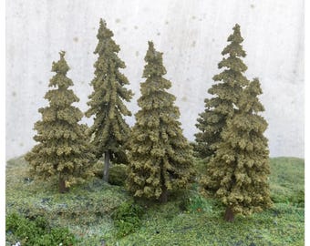 Miniature Pine Tree Model (2 Pcs): N HO O Scale Diorama Scenery
