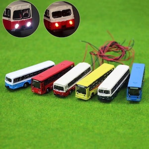 4pcs N Scale 1:160 Lighted Model Buses 12V Diecast Alloy Bus Train Layout