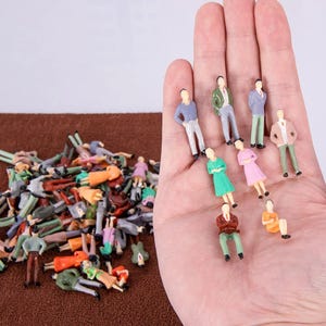 100Pcs Miniature People Figures 1:50 Scale | Standing Sitting Diorama Model | Painted Scene Layout Accessories for Architecture & Crafts