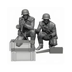 1/35 Scale Resin Model Kit, 2 Unpainted Soldier Figures, Self-Assembly Miniatures for Diorama, Military Scene, Collectible Model Craft