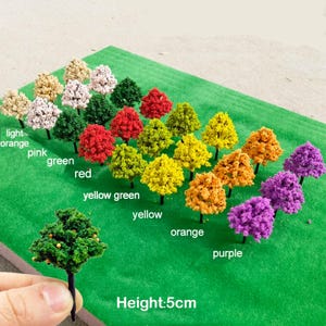 50pcs 5cm Simulation Peach Tree Model | Handmade Green Flower Tree | Building Garden Landscape & Train Layout Decoration
