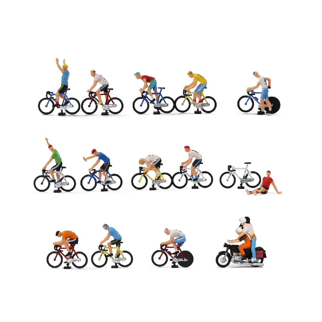 15pcs Ho Scale 1:87 Cyclist Rider Photographer Figures Different Poses ...