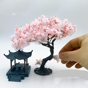 Miniature Cherry Blossom Tree Model: Handmade Diorama & Fairy Garden Decor