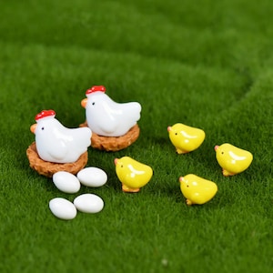 Mini Chicken & Chick Figurines: Resin Farmhouse Decor, Easter Crafts (12 Pcs