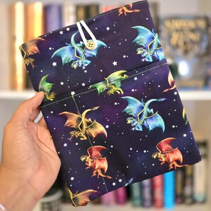 Handmade Padded Book and E-Reader Cover Sleeve with Pocket & Button Closure
