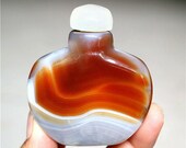 2.5 quot Banded Red Blue Carnelian Agate Bottle Collectible Natural Crystal Snuff Perfume Bottle Polished Mineral Hand Made Gemstone Bottle