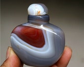 2.4 quot Red Blue Carnelian Agate Bottle Banded Natural Mineral Gemstone Hand Carved Snuff Perfume Bottle Polished Collectible Crystal Bottle