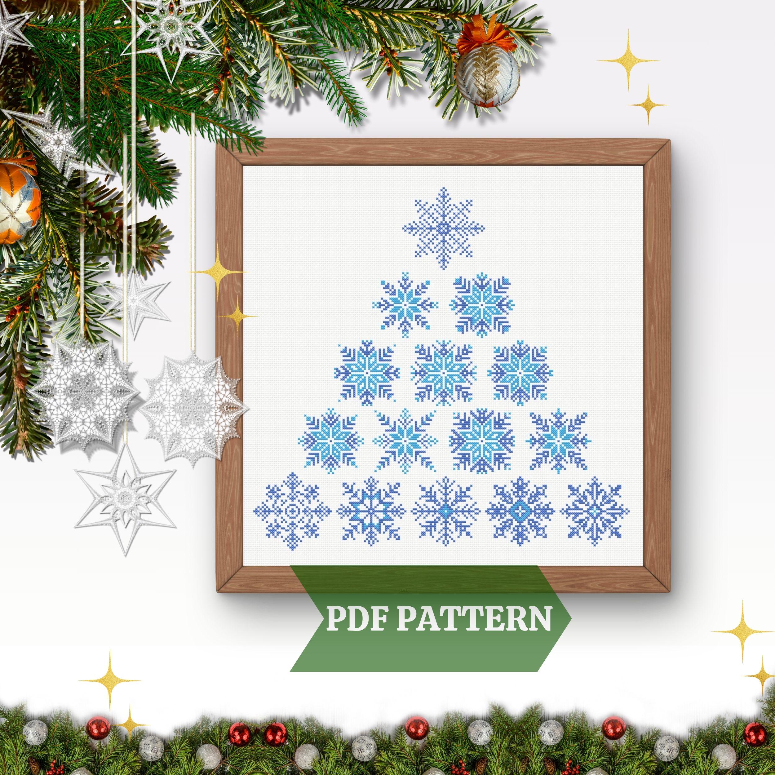 Snowflake Cross Stitch Pattern Easy Christmas Ornament Embroidery Set ...