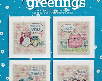 Cross-stitch Pattern Embroidery 4PCS Thank You Cards Diagram, Grateful Greetings Counted Cross Stitch Chart, PDF Pattern Instant Download