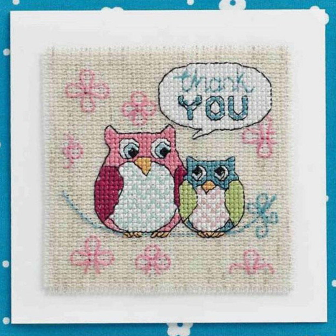 Crossstitch Pattern Embroidery 4PCS Thank You Cards Diagram, Grateful