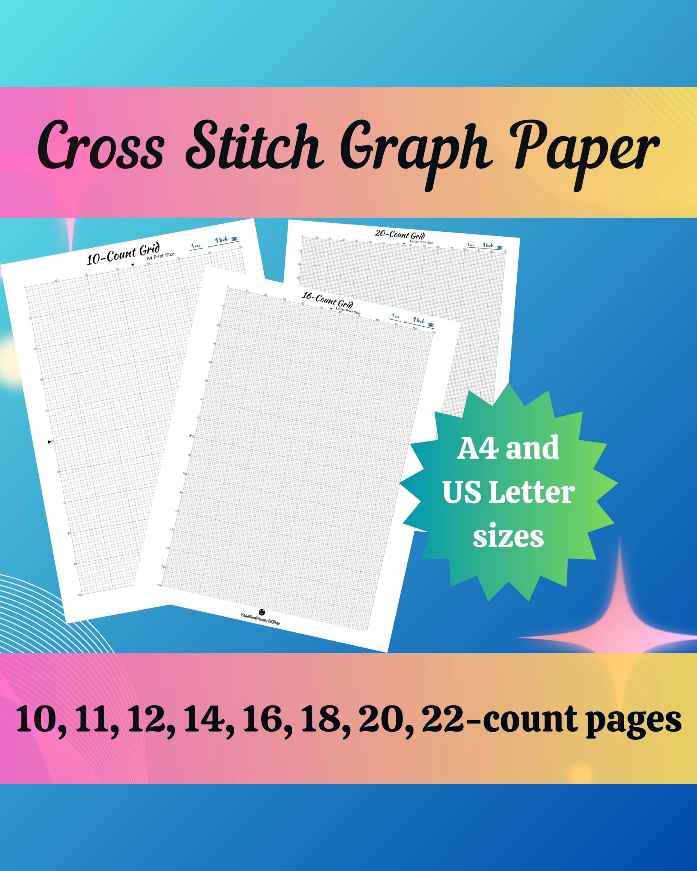 Printable Cross Stitch Graph Paper, Canvas Counts 10, 11, 12, 14, 16 ...