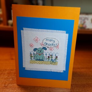 "Grußkarte ""Handgestickte Karte"" Danksagungskarte Handgestickte Karte ""Handgesticktes Hundebild"" Handgemachtes Dankeschön-Geschenk Kunstwerk Einzigartige Luxuskarte"