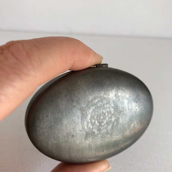 Antique Pewter Oval Compact Small Mirror Compact Make up or Etsy UK