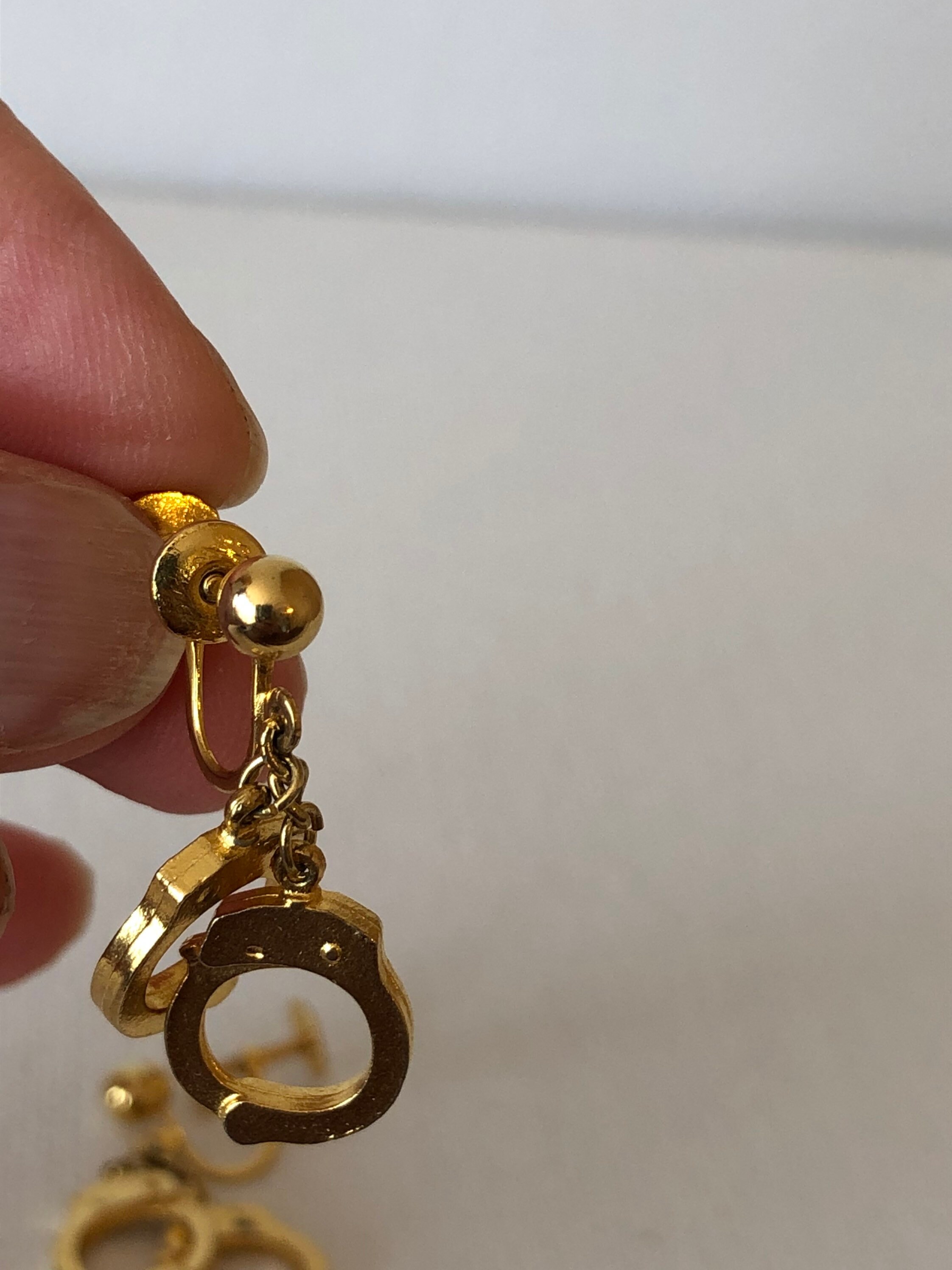 Vintage Handcuff Dangling Earrings Screw Back Earrings Gold Etsy