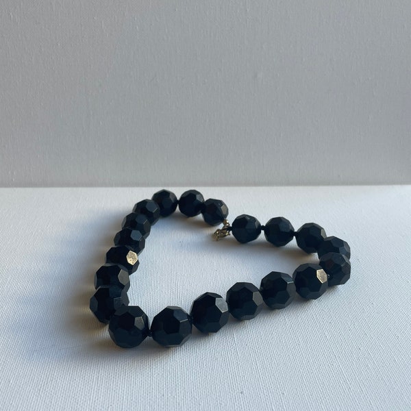 Black Bead Necklace - Etsy