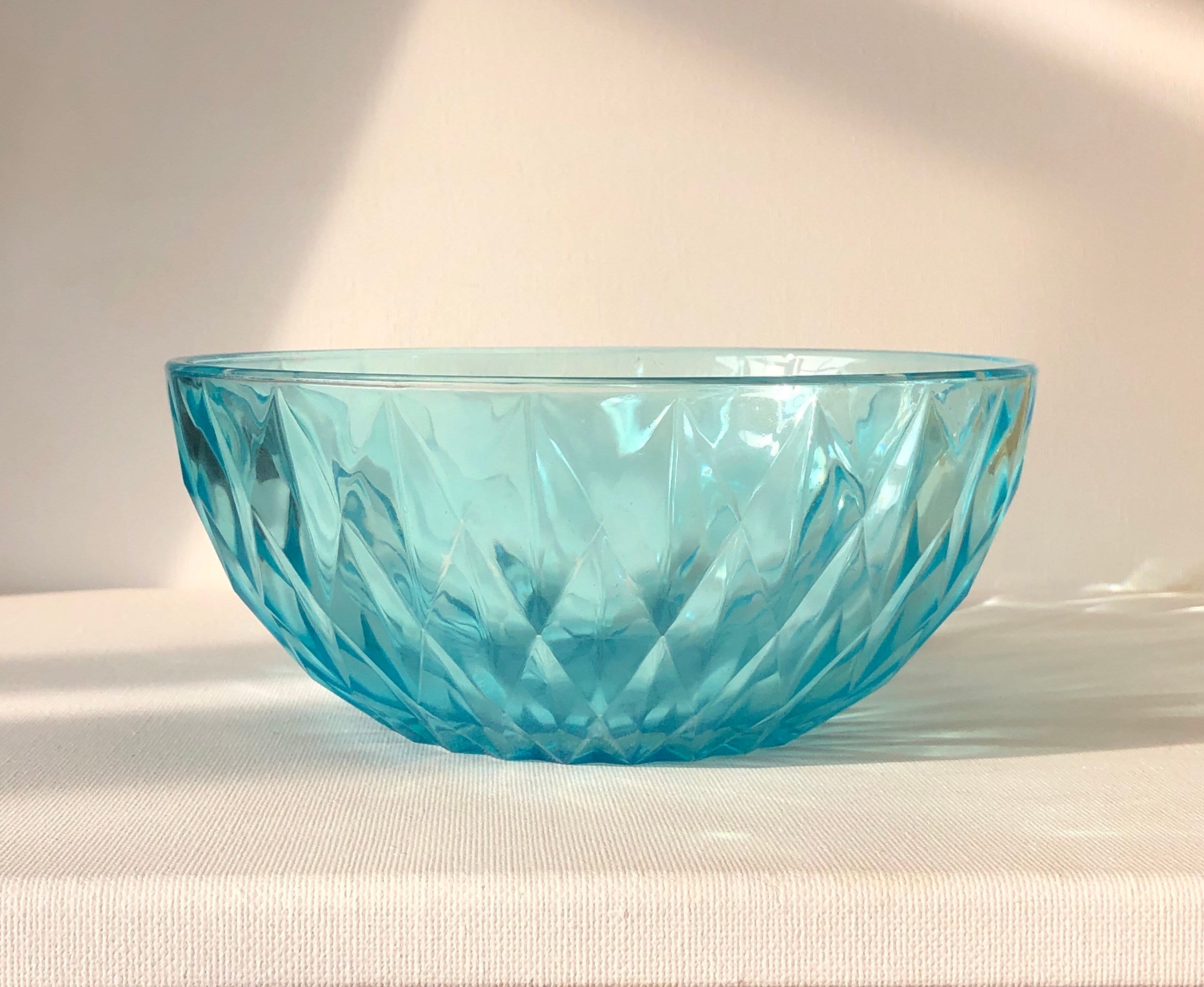 Antique blue glass bowl retro mid century rockabilly candy Etsy