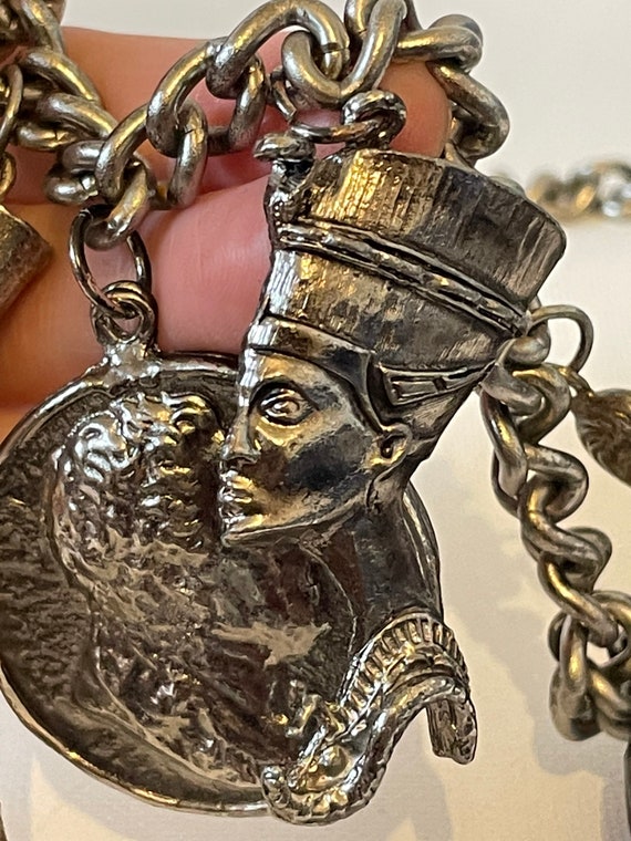 SALE Vintage heavy charm necklace costume jewelle… - image 2