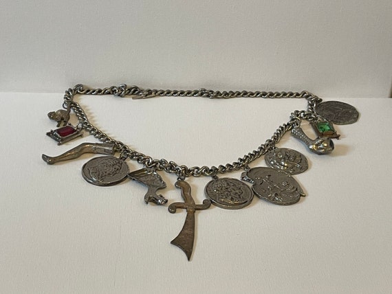 SALE Vintage heavy charm necklace costume jewelle… - image 1
