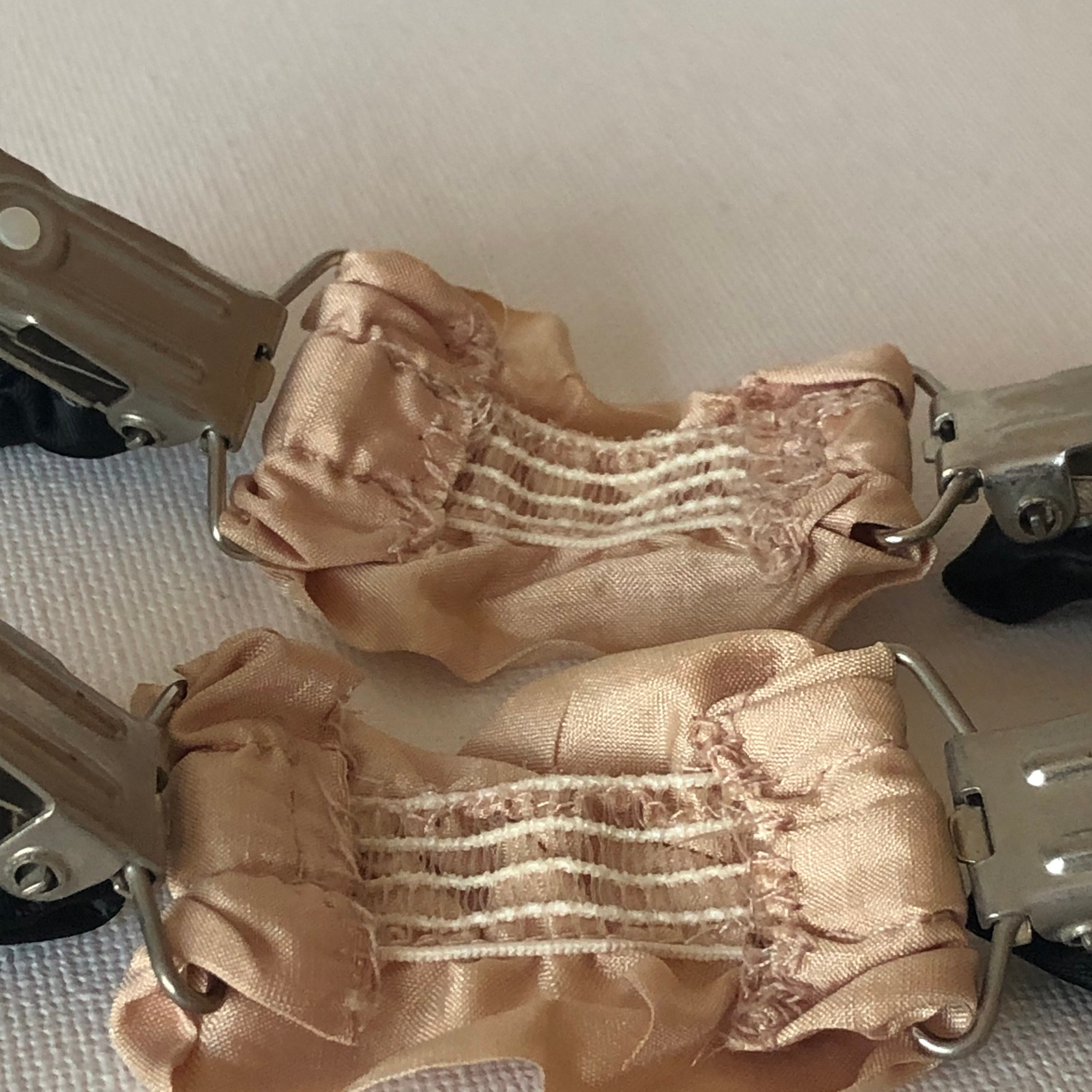 Vintage dress clips fabric set of 2 beige and black black Etsy