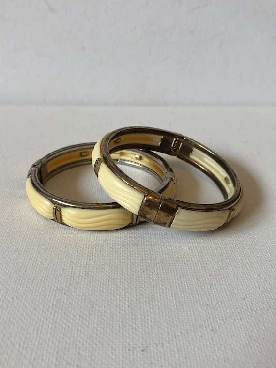 SALE metal and Celluloid bangles set of 2 collect… - image 1