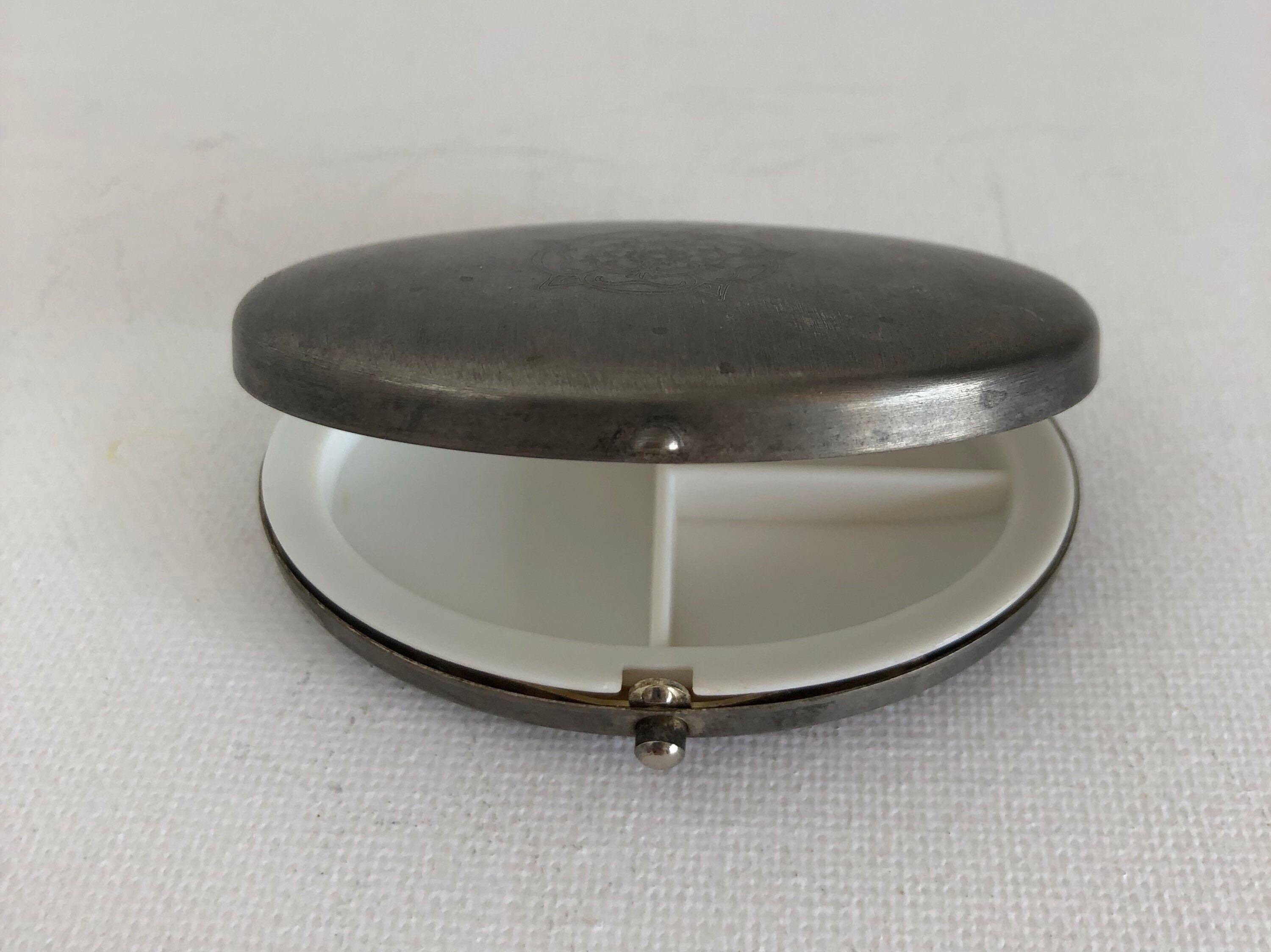 Antique Pewter Oval Compact Small Mirror Compact Make up or Etsy UK