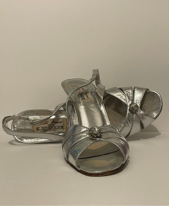 Vintage Kurt Geiger silver high heel shoes Sesto Meuc… - Gem