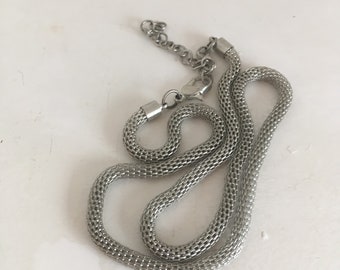Fantastic 1960's snake mesh silver necklace free shipping