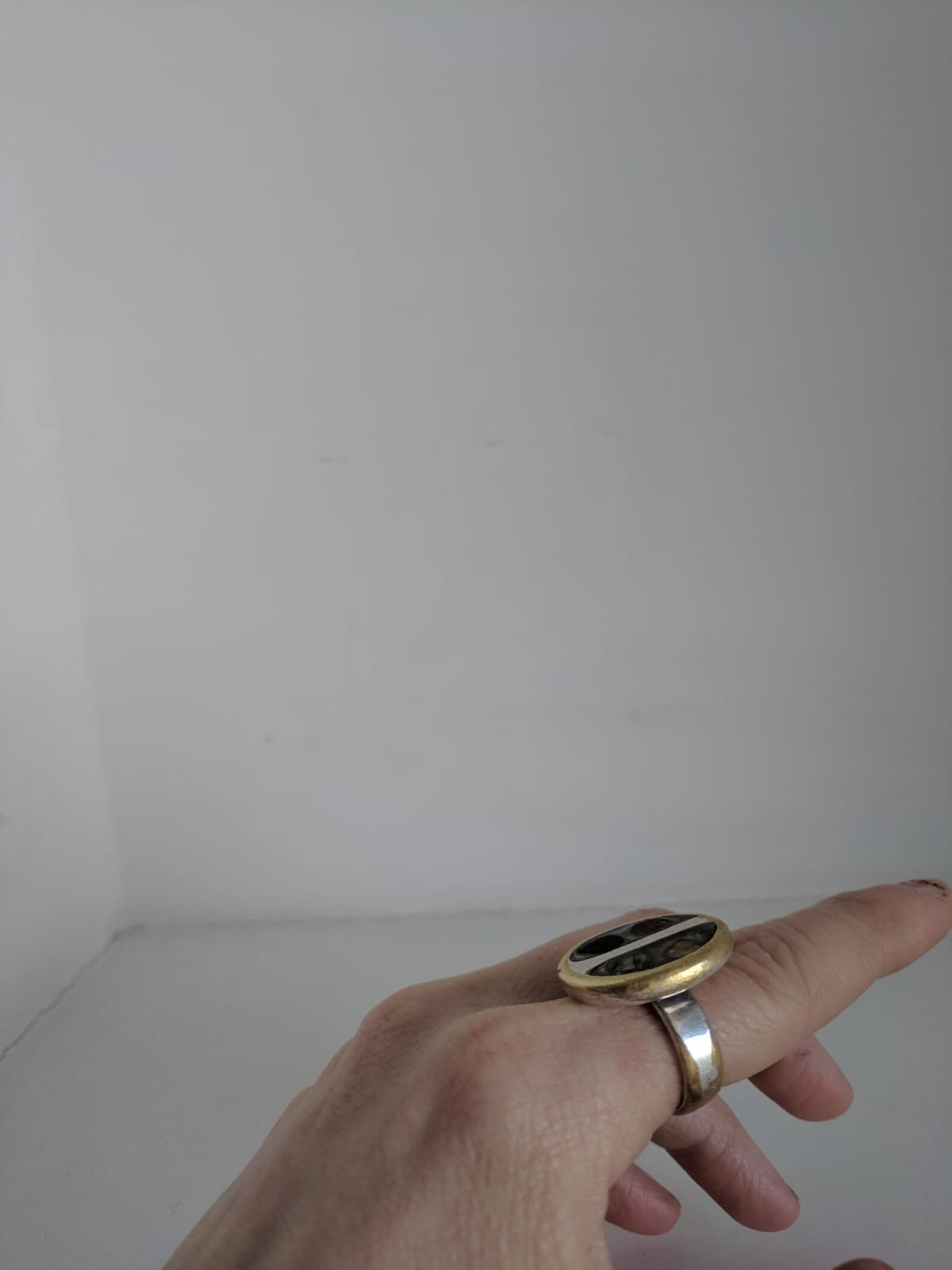 Vintage heavy pewter ring with stones statement ring indie Etsy